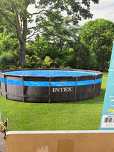 Intex 14' x 42" Clearview Prism Frame Above Ground Pool - Graywood Print: Steel Frame & Vinyl Liner! (NEW IN BOX)