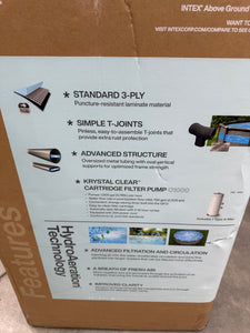 Intex 14' x 42" Clearview Prism Frame Above Ground Pool - Graywood Print: Steel Frame & Vinyl Liner! (NEW IN BOX)
