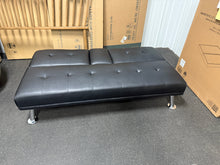 Renwick Modern Faux Leather Futon with Cupholders and Pillows, Black!! NEW AND ASSEMBLED!!
