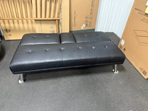Renwick Modern Faux Leather Futon with Cupholders and Pillows, Black!! NEW AND ASSEMBLED!!