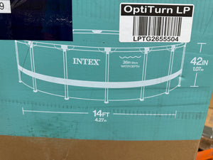 Intex 14' x 42" Clearview Prism Frame Above Ground Pool - Graywood Print: Steel Frame & Vinyl Liner! (NEW IN BOX)