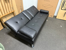 Renwick Modern Faux Leather Futon with Cupholders and Pillows, Black!! NEW AND ASSEMBLED!!