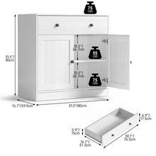Marta Shaker White Sideboard Buffet Cabinet with Drawer— 31.5"W x 15.7"D x 31.5"H! (NEW IN BOX)