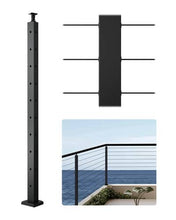 VEVOR - Cable Railing Post, 36x1x2 Inch Corner Railing Post, with L-Shaped Pre-Drilled Holes, Stainless Steel Cable Rail Post - Black- 4 pack - new