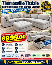 Thomasville Tisdale Fabric Sectional with Storage Ottoman!! BRAND NEW - LIGHT GREY!