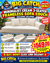 Minimalist Cream 3-Seater Frameless Sofa Couch (Includes Pillows) (NEW) - (WE DO NOT SHIP)