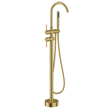 Double Handle Floor Mounted Freestanding Tub Filler Faucet with Handshower, Gold! (NEW IN BOX)