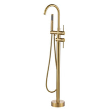 Double Handle Floor Mounted Freestanding Tub Filler Faucet with Handshower, Gold! (NEW IN BOX)