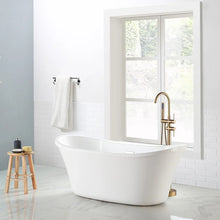 Double Handle Floor Mounted Freestanding Tub Filler Faucet with Handshower, Gold! (NEW IN BOX)