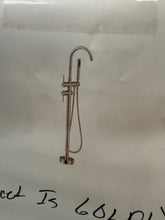 Double Handle Floor Mounted Freestanding Tub Filler Faucet with Handshower, Gold! (NEW IN BOX)