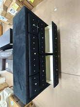 Rea Wide Dresser, 7 Drawers With Crystal Knobs, Black Velvet Upholstery!! WE DO NOT SHIP!!