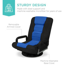 Best Choice Products 360-Degree Swivel Gaming Floor Chair w/ Armrest Handles, Foldable Adjustable Backrest - Black/Blue! (NEW IN BOX)