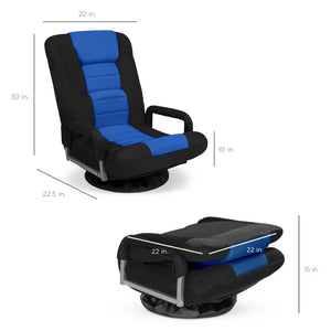 Best Choice Products 360-Degree Swivel Gaming Floor Chair w/ Armrest Handles, Foldable Adjustable Backrest - Black/Blue! (NEW IN BOX)