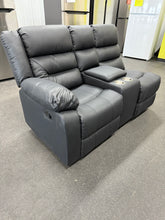 Salvage Special Leather One Arm Theater Loveseat
