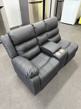 Salvage Special Leather One Arm Theater Loveseat