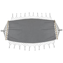 Northlight Hammock with Netted Fringe and Wooden Bars - 100 inch x 41 inch - Gray- new!