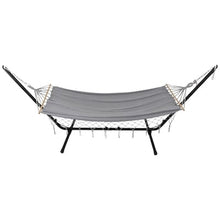 Northlight Hammock with Netted Fringe and Wooden Bars - 100 inch x 41 inch - Gray- new!