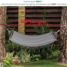 Northlight Hammock with Netted Fringe and Wooden Bars - 100 inch x 41 inch - Gray- new!