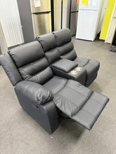 Salvage Special Leather One Arm Theater Loveseat