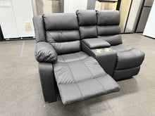 Salvage Special Leather One Arm Theater Loveseat
