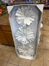 Set of 3 Eclectic 13, 17, and 19 inch white flower wall decors- new!