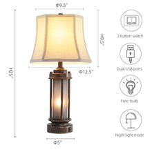 Two Belvoir Castle Table Lamps w. Night Light & USB- new !