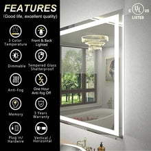 Wayfair Basics® UL Certified Front & Back LED Anti-Fog Tempered Glass Bathroom/Vanity Mirror, 36” x 30”! (NEW IN BOX)