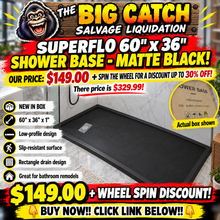 SUPERFLO 60” x 36” LOW-PROFILE SHOWER BASE / SHOWER PAN - MATTE BLACK!