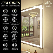 Wayfair Basics® UL Certified Front & Back LED Anti-Fog Tempered Glass Bathroom/Vanity Mirror, 36” x 30”! (NEW IN BOX)