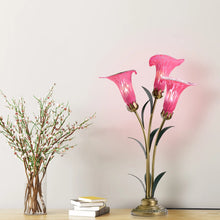 23.5” Hand Blown Glass 3 Calla Lily Accent Lamp – Pink/Purple! (BRAND NEW OUT OF BOX)