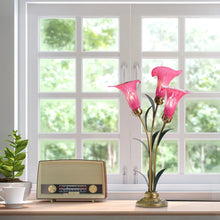 23.5” Hand Blown Glass 3 Calla Lily Accent Lamp – Pink/Purple! (BRAND NEW OUT OF BOX)
