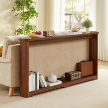 70" Fluted Narrow Console Table, Modern 8.7 Inch Deep Entryway Table with Open Storage, Long Sofa Table Narrow Behind Couch for Living Room, Hallway, Couch, Foyer, Walnut! (NEW IN BOX)
