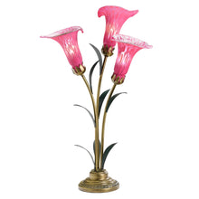23.5” Hand Blown Glass 3 Calla Lily Accent Lamp – Pink/Purple! (BRAND NEW OUT OF BOX)