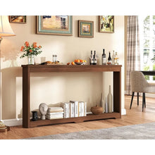 70" Fluted Narrow Console Table, Modern 8.7 Inch Deep Entryway Table with Open Storage, Long Sofa Table Narrow Behind Couch for Living Room, Hallway, Couch, Foyer, Walnut! (NEW IN BOX)