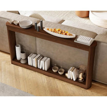 70" Fluted Narrow Console Table, Modern 8.7 Inch Deep Entryway Table with Open Storage, Long Sofa Table Narrow Behind Couch for Living Room, Hallway, Couch, Foyer, Walnut! (NEW IN BOX)