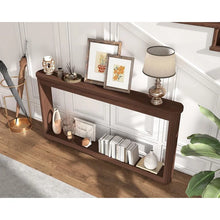 70" Fluted Narrow Console Table, Modern 8.7 Inch Deep Entryway Table with Open Storage, Long Sofa Table Narrow Behind Couch for Living Room, Hallway, Couch, Foyer, Walnut! (NEW IN BOX)