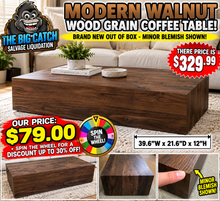 Modern Walnut Wood Grain Coffee Table! (BRAND NEW OUT OF BOX – MINOR BLEMISH SHOWN!)