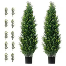 4.03 ft. Artificial Cedar Topiary Tree (2 Pieces) with Extra Leaves and Pot Faux Evergreen Fake Pine Cypress Trees- new in box