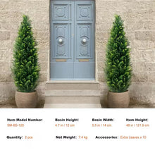 4.03 ft. Artificial Cedar Topiary Tree (2 Pieces) with Extra Leaves and Pot Faux Evergreen Fake Pine Cypress Trees- new in box