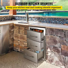 16 in. W x 28.5 in. H x 20.5 in. D Outdoor Kitchen Drawers Stainless Steel Flush Mount Triple BBQ Access Drawers- new