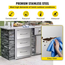 16 in. W x 28.5 in. H x 20.5 in. D Outdoor Kitchen Drawers Stainless Steel Flush Mount Triple BBQ Access Drawers- new
