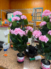Artificial 37 in. pink hydrangea in black pot- new