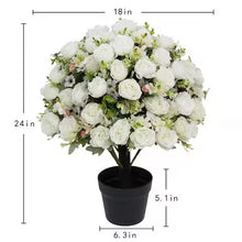Single 24 in. artificial rose topiary, designed for versatile indoor/outdoor use
