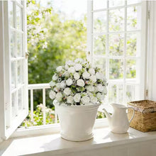 Single 24 in. artificial rose topiary, designed for versatile indoor/outdoor use