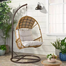 Malia Light Brown Fabric Removable Cushions Outdoor Patio Egg Chair- new / assembled
