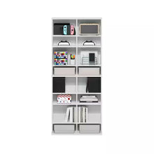 JAYA White 16-Shelf Multimedia Media Storage Tower Rack with Adjustable Shelves- new in box