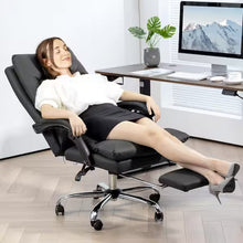 Massage Office Chair, Computer Desk Chair, Heated Reclining Chair with Footrest, Microfiber, Black