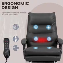 Massage Office Chair, Computer Desk Chair, Heated Reclining Chair with Footrest, Microfiber, Black