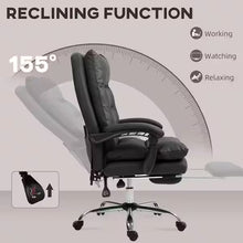 Massage Office Chair, Computer Desk Chair, Heated Reclining Chair with Footrest, Microfiber, Black