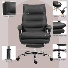 Massage Office Chair, Computer Desk Chair, Heated Reclining Chair with Footrest, Microfiber, Black